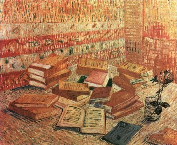 Vincent Van Gogh Painting - Naturaleza muerta novelas francesas y Rose Vincent van Gogh